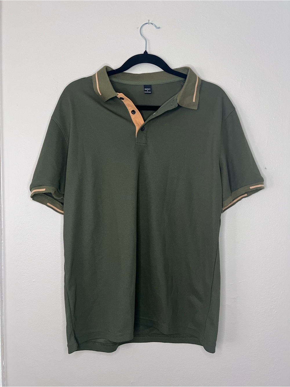 Men's Olive Green Polo with Tan Contrast Trim